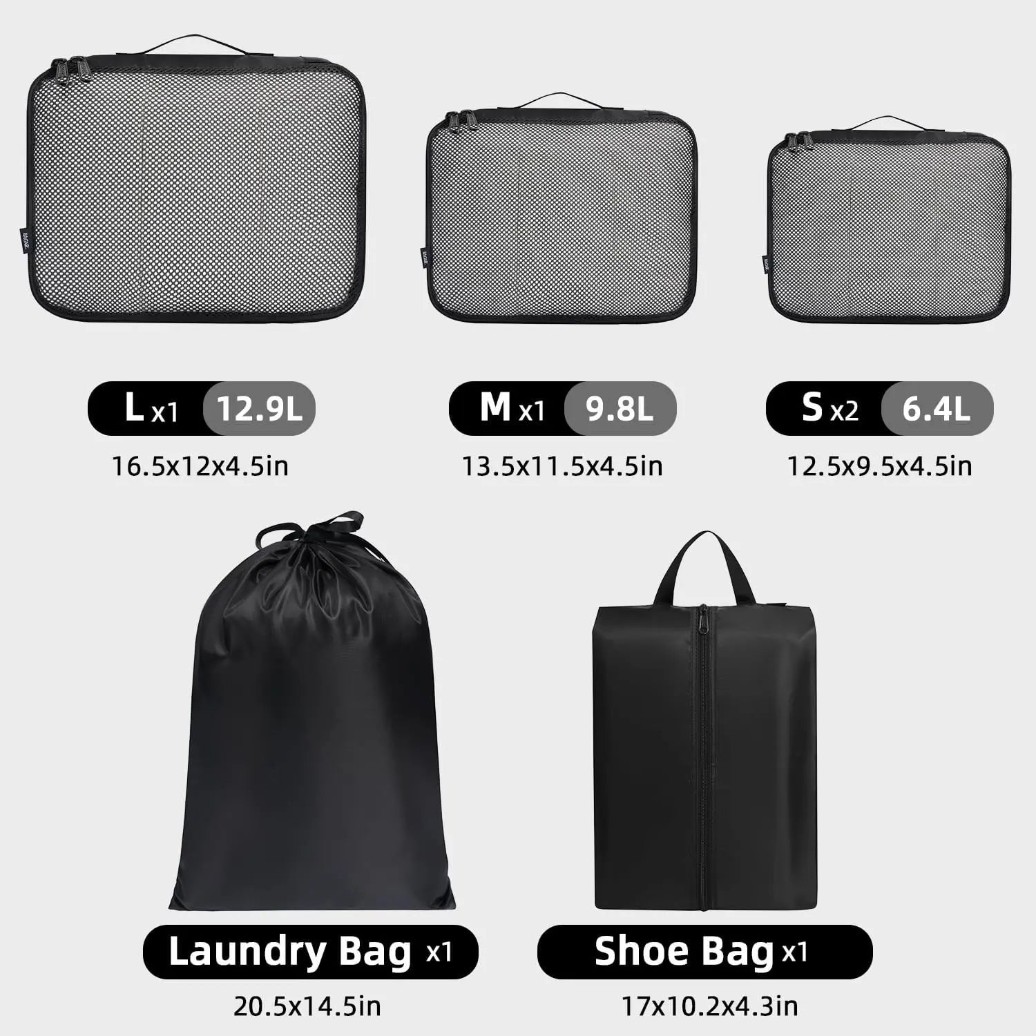 6 Piece Travel Packing Cubes