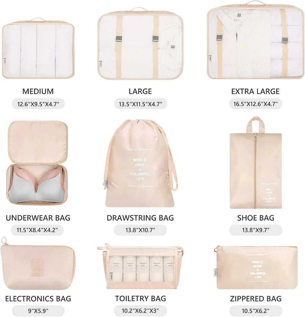 9 Piece Travel Organizer Set